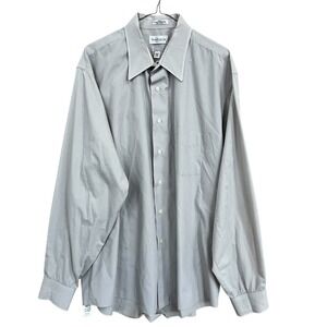 Van Heusen Shirt Mens 18 36/37 Beige Poplin Wrinkle Free Button Up Corporate